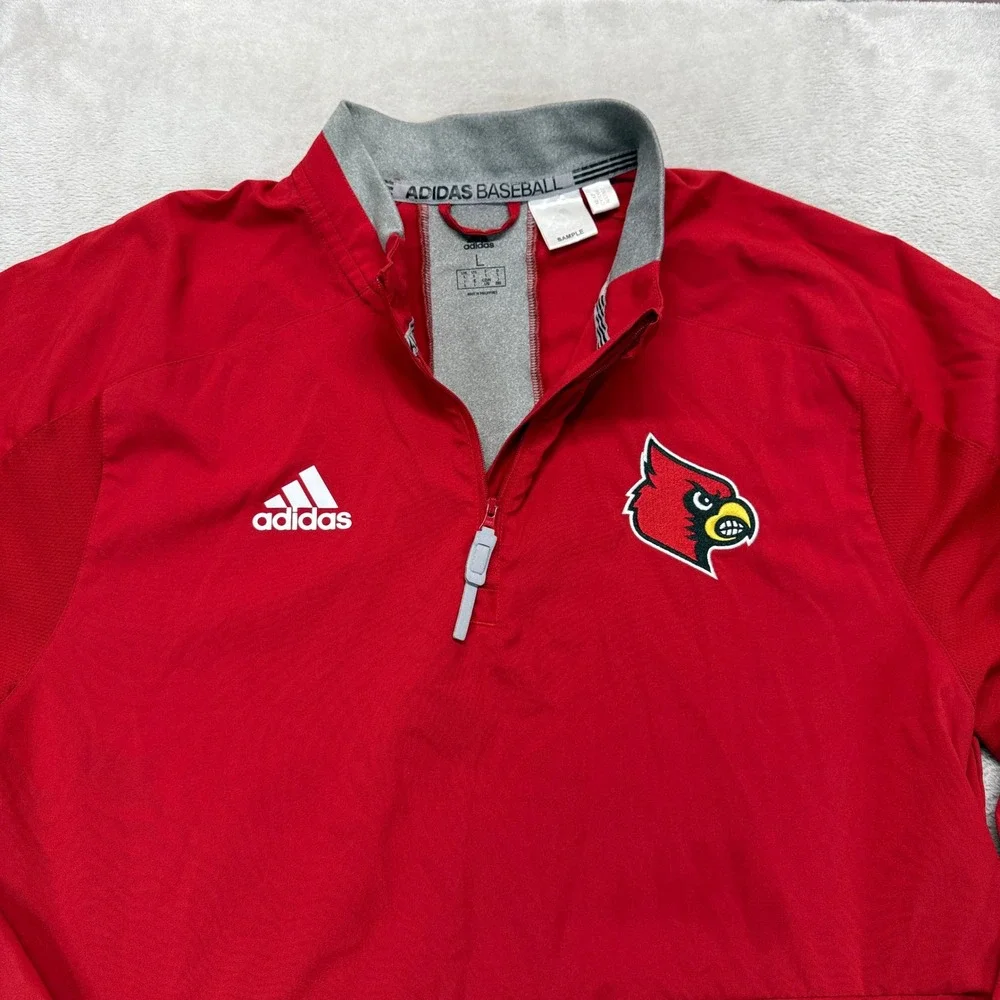 Louisville Cardinals Pullover Men L Red Adidas Windbreaker Baseball College NCAA